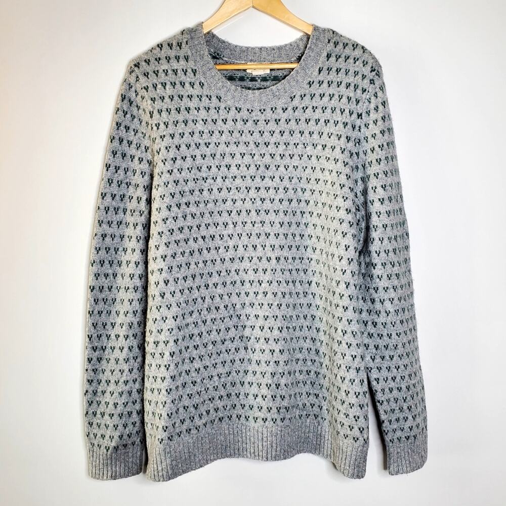Upwest Acrylic/Wool Blend Gray Green Birds Eye Knit Sweater Men's Size Large